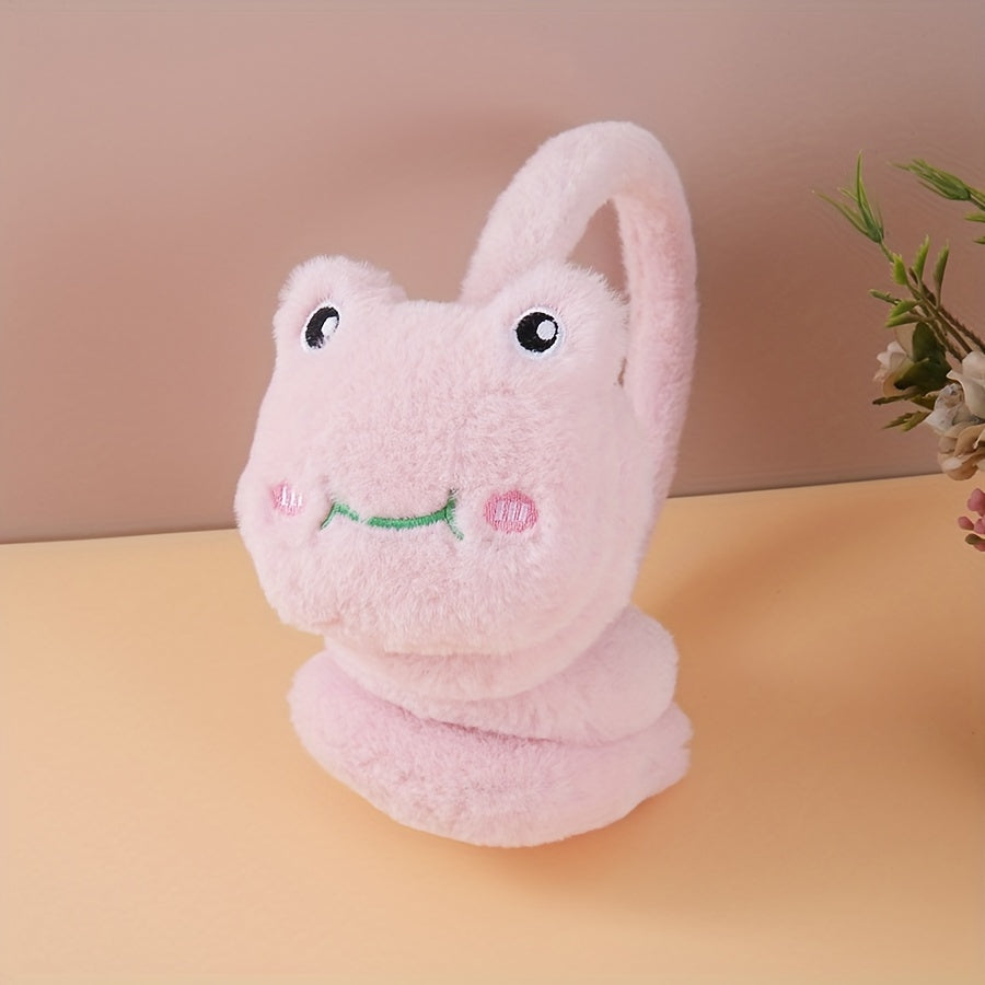Frog Earmuffs for Winter Plush Ear Covers Knitted Hand Wash Ear Warm
