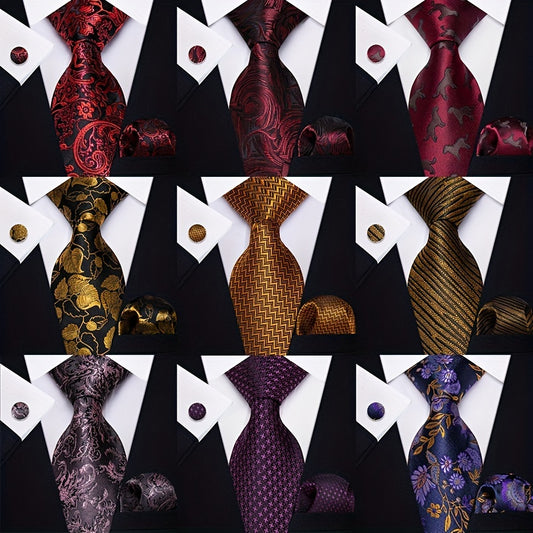 Men's Floral Jacquard Necktie Set - Business Party Wedding Gift