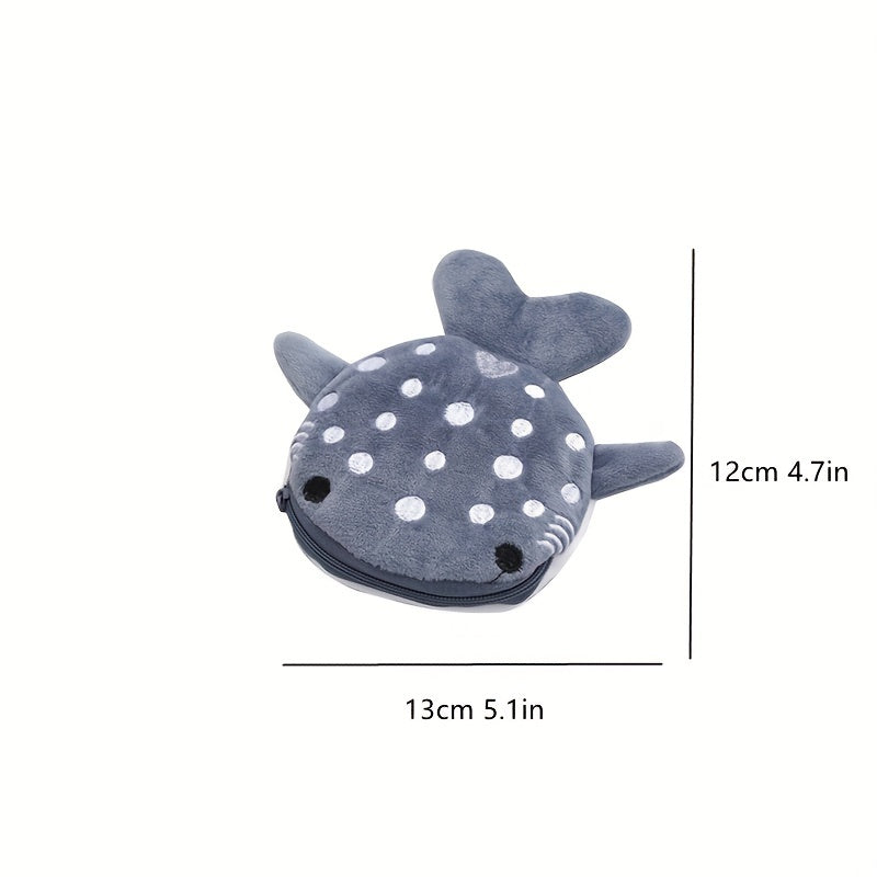 Plush Shark Coin Purse for Kids - Cartoon Girls Coin Bag