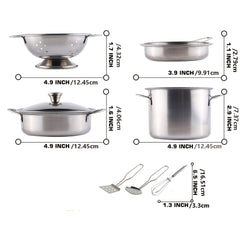 Stainless Steel 12pcs Mini Kitchen Toy Set for Pretend Cooking and Baking