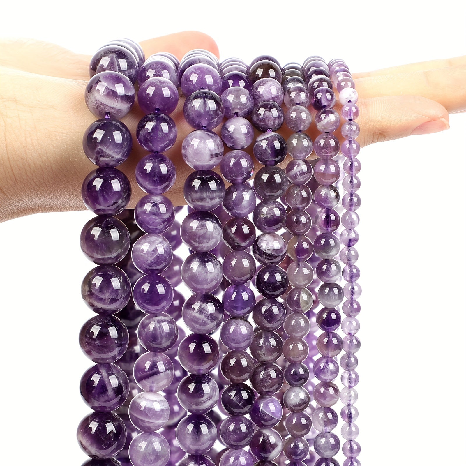 Fantasy Amethyst Agate Round Stone Beads