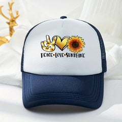 Sunflower Print Baseball Cap Outdoor Sunshade Trucker Hat
