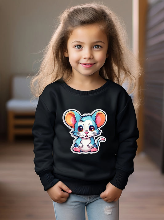 Toddler Cartoon Mouse Print Long Sleeve Sweatshirt