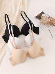 3pcs Lace T Shirt Push Up Bras Breathable Women's Lingerie
