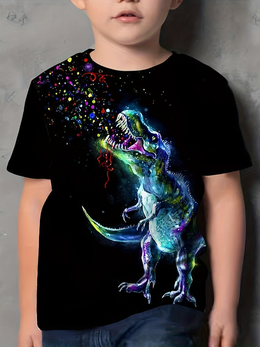 Kids Polka Dot Dinosaur 3D Print T-shirt Short Sleeve Tee