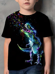 Kids Polka Dot Dinosaur 3D Print T-shirt Short Sleeve Tee