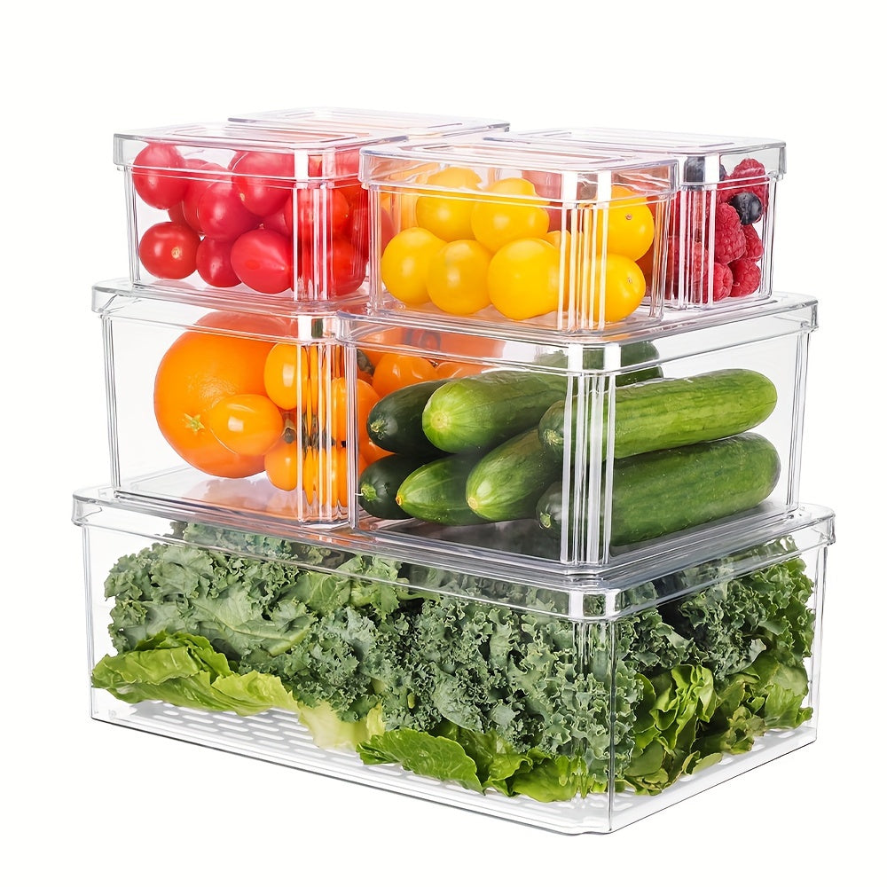 Clear Plastic Refrigerator Storage Box with Lid - Space Saving Organizer