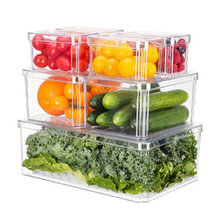 Clear Plastic Refrigerator Storage Box with Lid - Space Saving Organizer