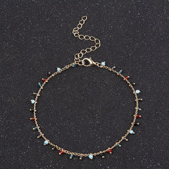 Colored Rice Bead Tassel Pendant Ankle Bracelet
