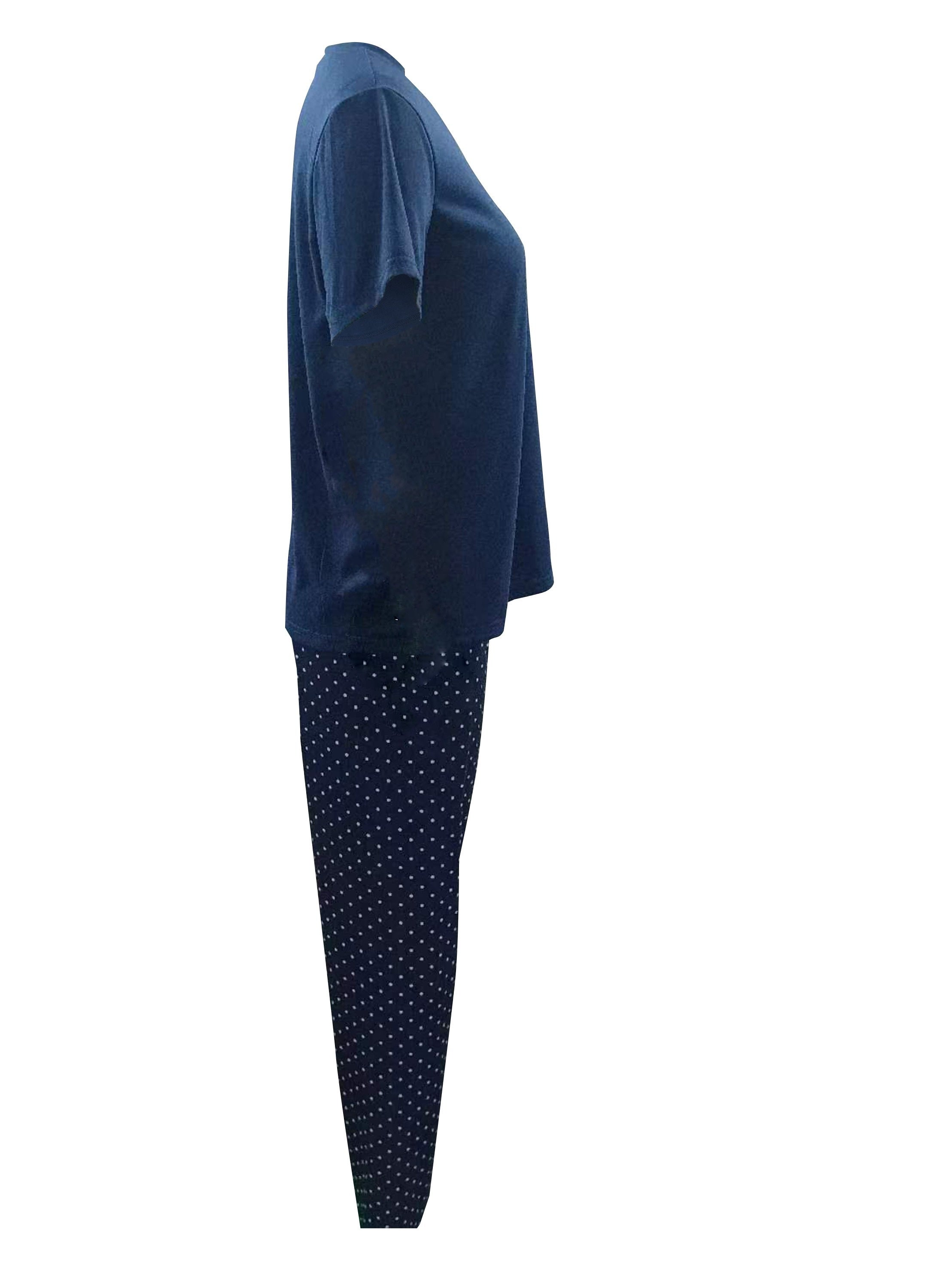  Polka Dot Pajama Set V-Neck Tee & Pants Lounge Set
