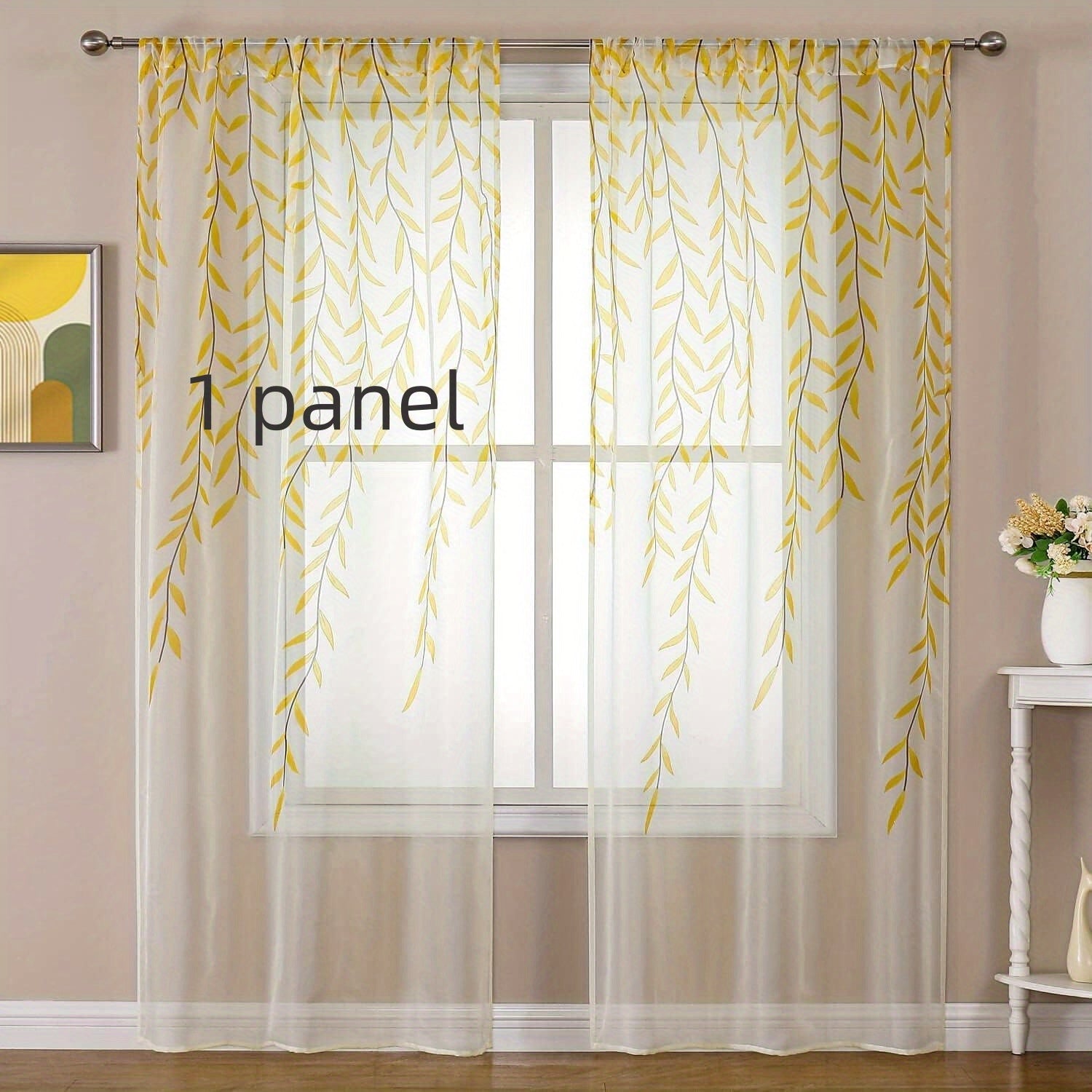 Vine Leaves Sheer Curtains for Bedroom Decor