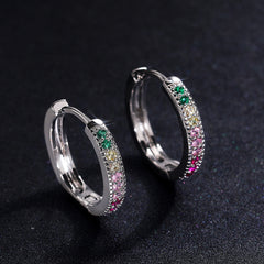 Colorful Zircon Ladies Round Earrings Women's Fine Jewelry