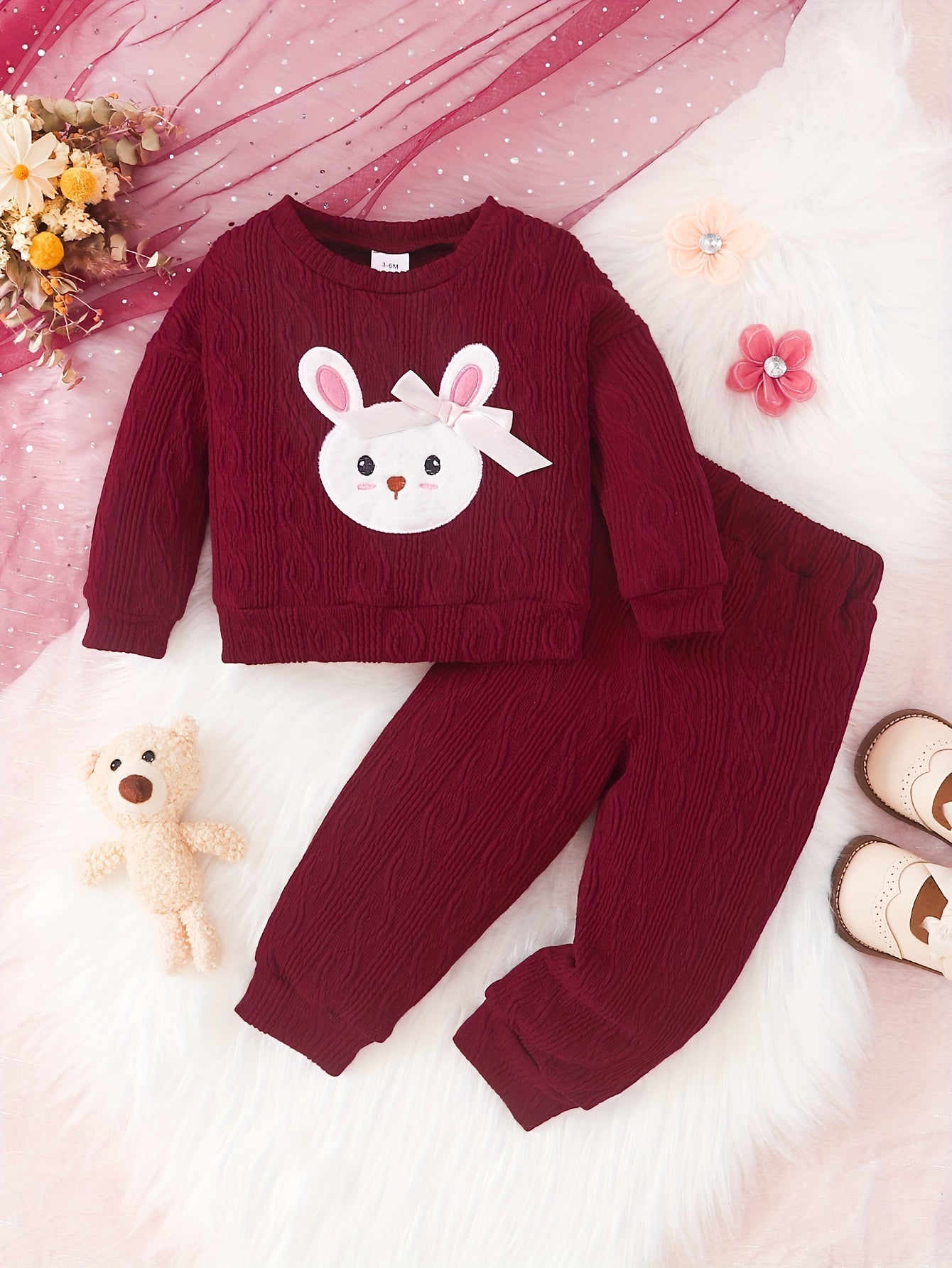 Bunny Print Sweatshirt Top Baby Girls Outfit