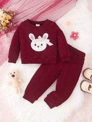 Bunny Print Sweatshirt Top Baby Girls Outfit