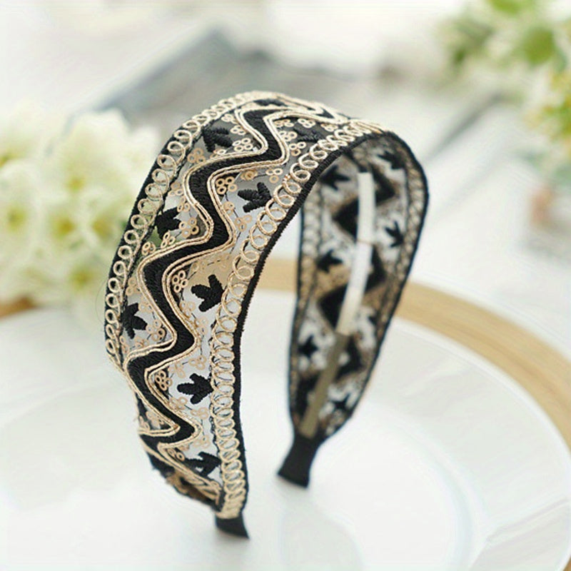 Boho Lace Sequin Headband Retro Style Hair Accessories Women