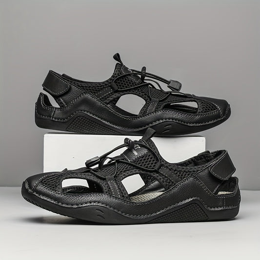 Men's Breathable Mesh Sandals w/ Draw String & Velcro Outdoor Walking Shoes