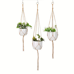 Boho Macrame Plant Hanger - Hemp Rope Planter for Indoor & Outdoor Gardening