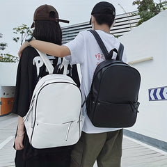 Minimalist Solid Backpack PU Leather Laptop Computer Backpack