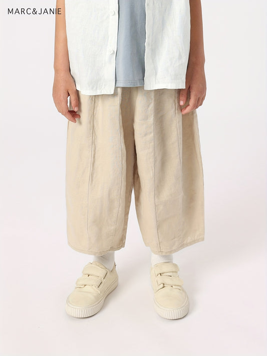Kids Natural Linen Lantern Cropped Pants