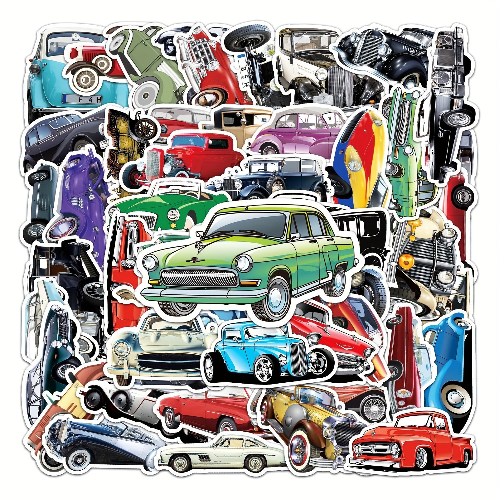 50pcs Vintage Retro Car Stickers for Notebooks Skateboards Cars & More