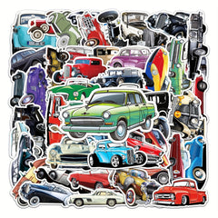 50pcs Vintage Retro Car Stickers for Notebooks Skateboards Cars & More