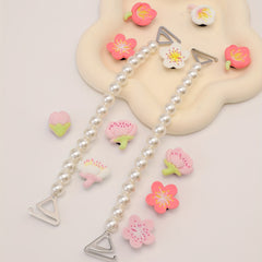 Cartoon Flower & Faux Pearl Shoe Charms - Resin Shoe Accessories