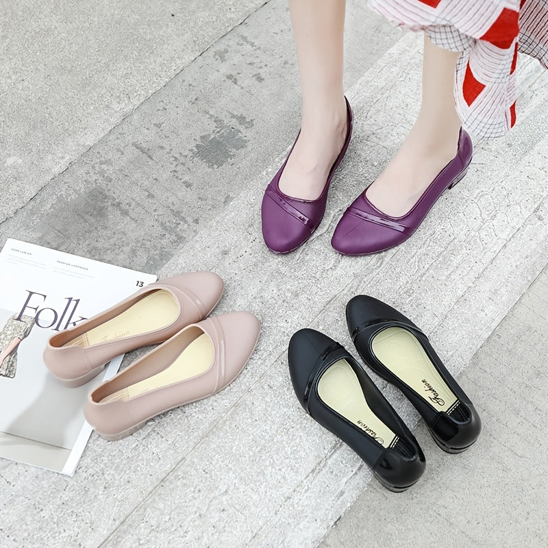 Women's Low Block Heel Shoes Waterproof Work Shoes
