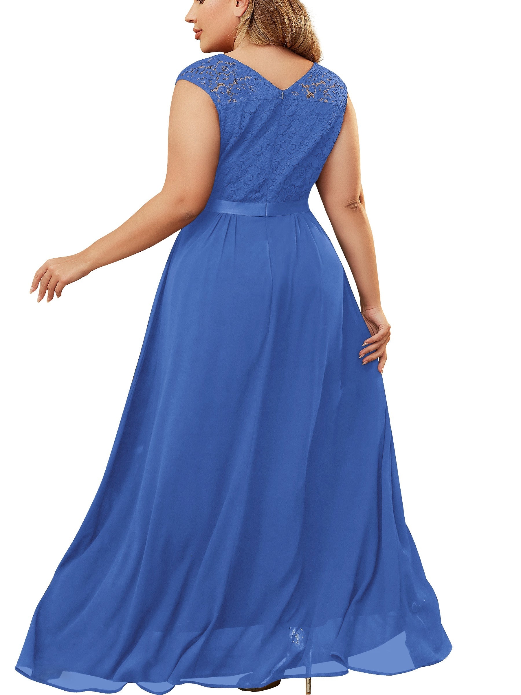  Lace Cap Sleeve Wedding Maxi Dress
