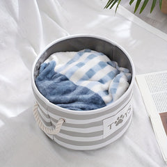 2pcs Cartoon Round Linen Fabric Storage Hamper Doy Claw Printing