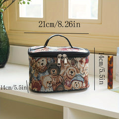 Bears Pattern Makeup Organizer Bag Portable Cosmetic Brush Storage Bag