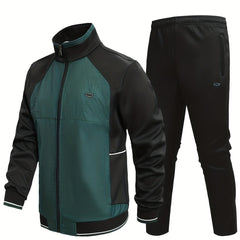 Men's Sports Suit Zip Up Jacket & Active Pants Outdoor Activities