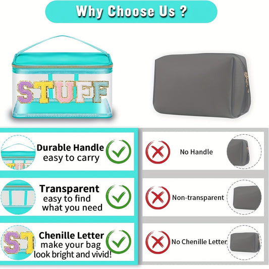 Chenille Letter Bag Makeup Cases Nylon Bag with Zipper