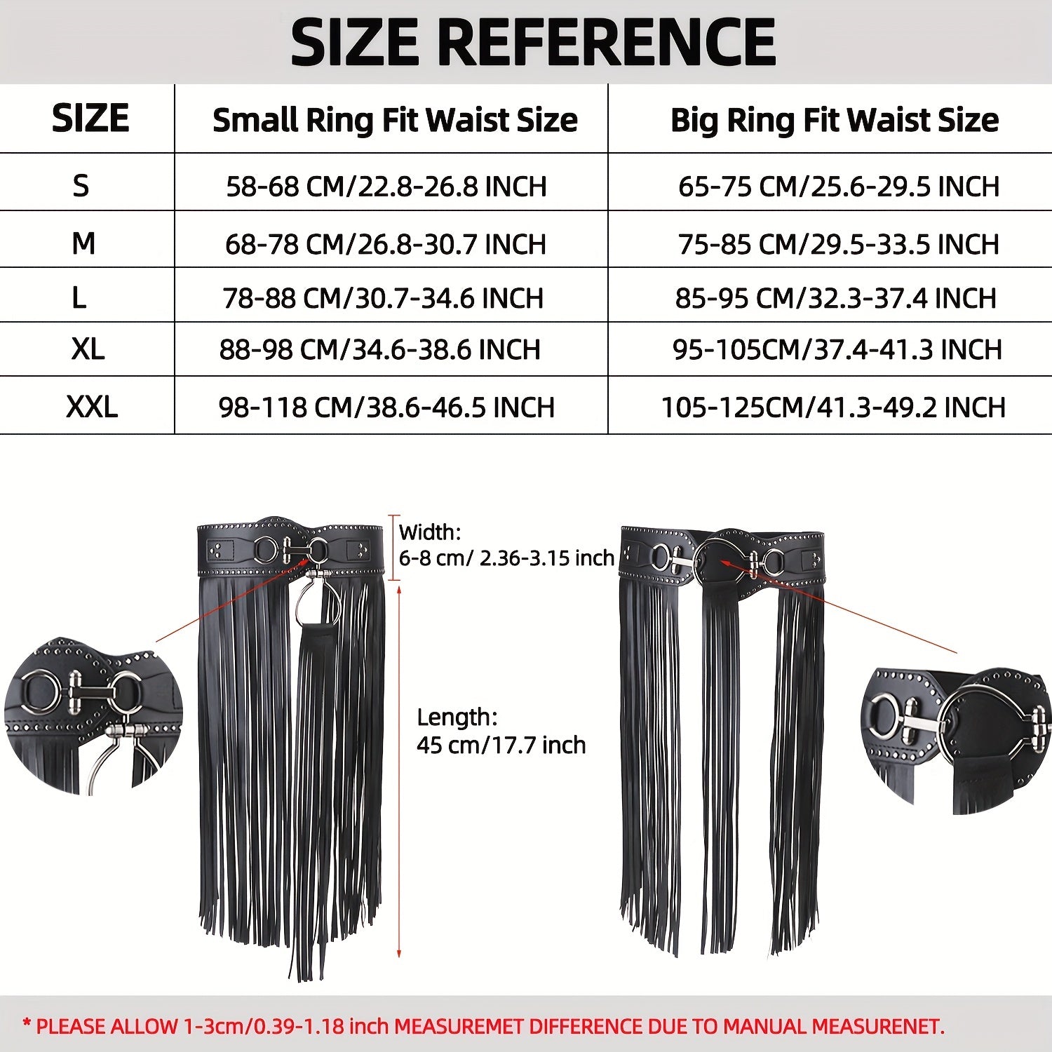  Tassel Skirt Belt Punk Fringe Waistband Rivet Decor Girdle