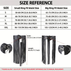  Tassel Skirt Belt Punk Fringe Waistband Rivet Decor Girdle
