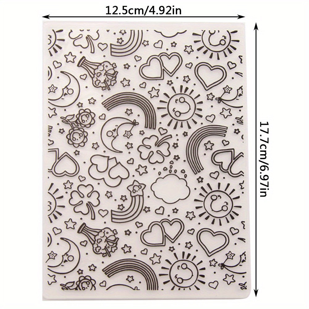 Rainbow Heart Star Sun Plastic Embossing Folders for Scrapbooking