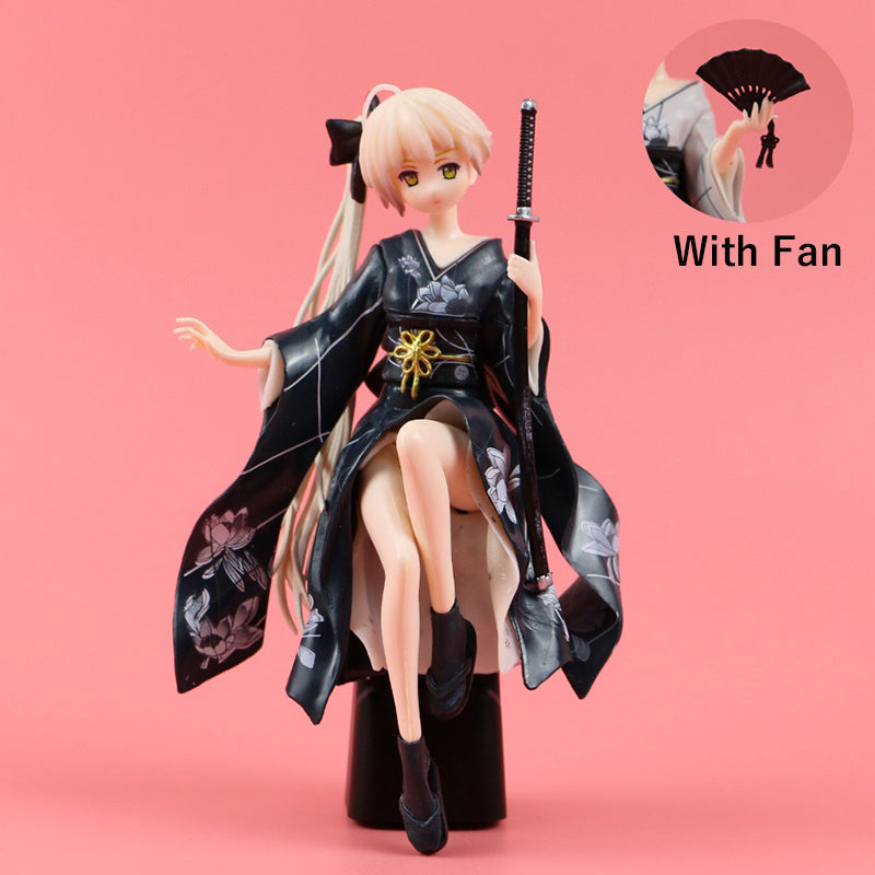Anime Girl Kimono Figure Car Ornament with Base