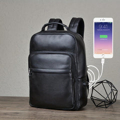 Casual Leather Backpack Large Capacity Outdoor Backpack With USB Charging