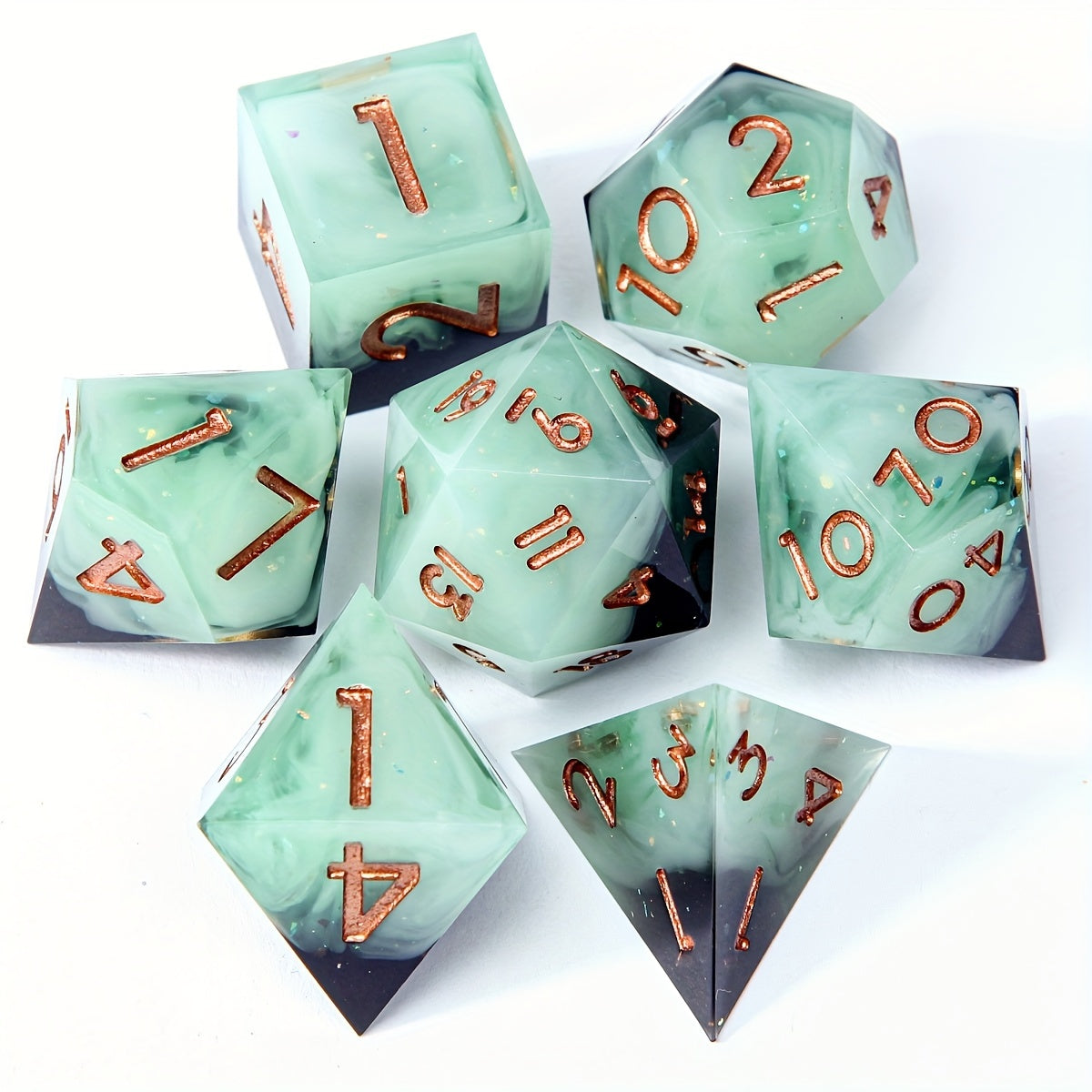 7pcs Crystal Clear Resin Dice Set Polyhedral Dice for Board Games