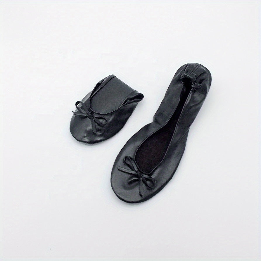 Women's Rollable Ballet Flats Soft Sole Wedding Shoes + Bag