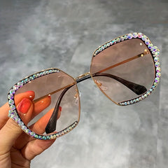 Rhinestone Square Sunglasses Metal Sunshade Eyewear