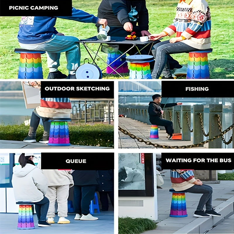 Portable Folding Telescopic Stool Lightweight Plastic Subway Queuing Stool