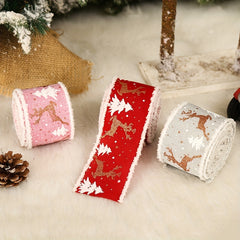 Christmas Decoration Supplies Can DIY Bowknot Ribbon Burlap Elk