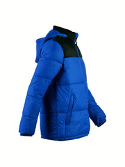 Men's Warm Hooded Coat Thick Zip Padded Windproof Jacket