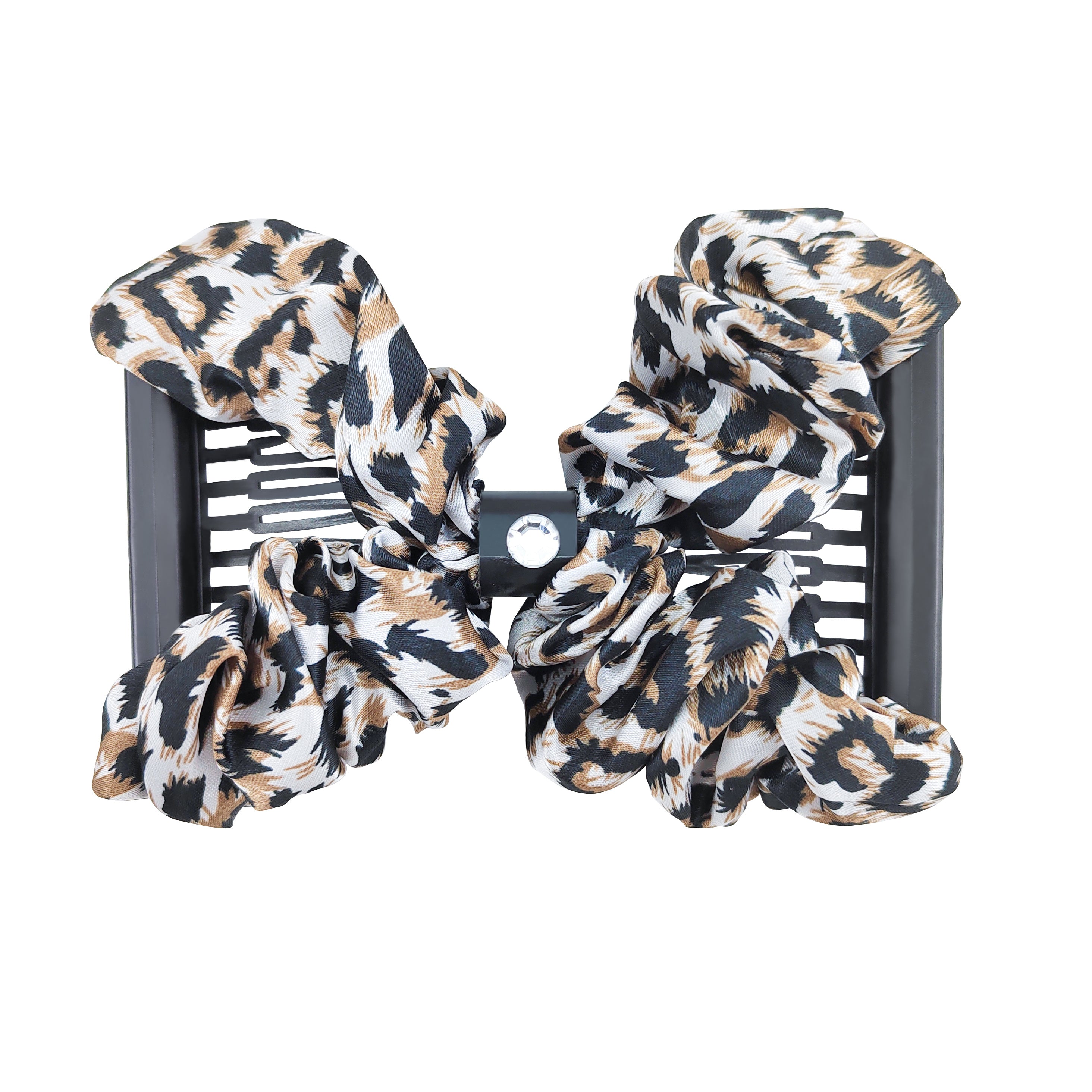 Vintage Magic Hair Combs Leopard Print Hair Side Comb Stretch Clips Bun Maker