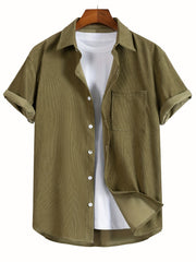 Men's Hawaiian Shirt Short Sleeve Chest Pocket Button Up