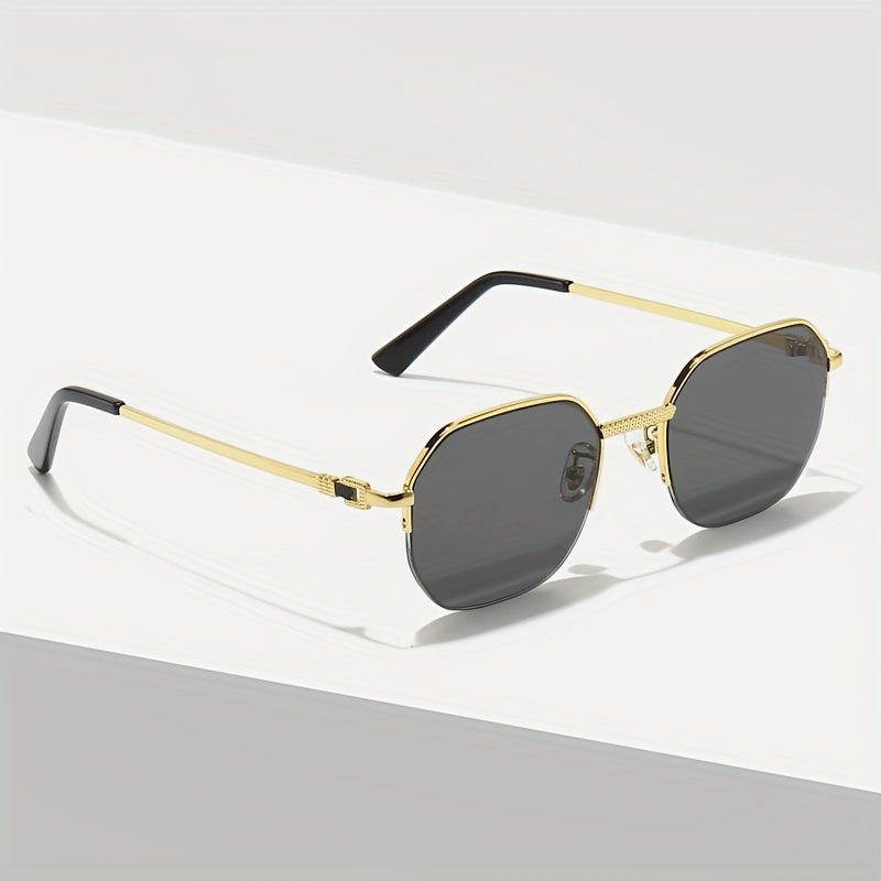 Men's Polygon Sunglasses Vintage Semi Rimless UV400