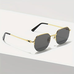 Men's Polygon Sunglasses Vintage Semi Rimless UV400