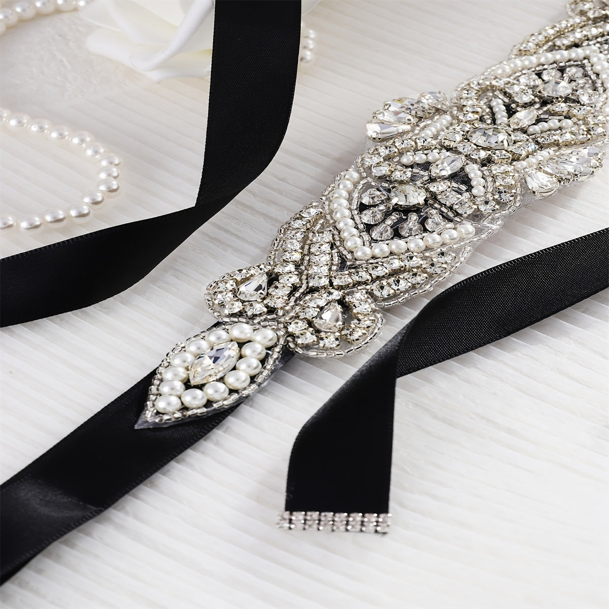 Rhinestone Bridal Belt Wedding Dress Waist Chain Sash Faux Pearl Belt