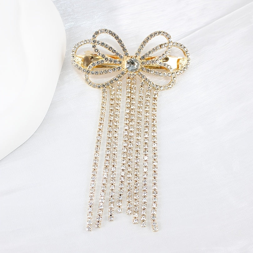 Rhinestone Barrette Glitter Tassel Hair Clip