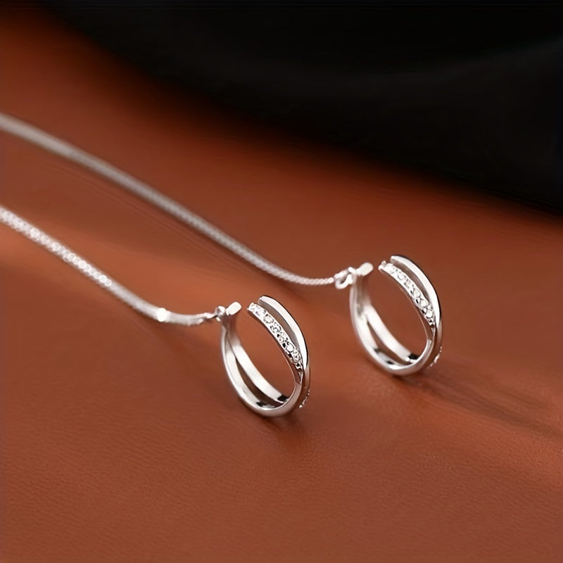 Zircon Decor Sexy Ear Cuff Threader Earrings Copper Jewelry